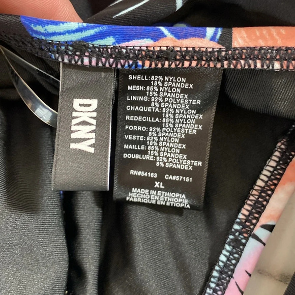 DKNY One Piece Swimsuit Women Size XL Black Pink Floral Halter Tie Neck Swimwear - Picture 10 of 10